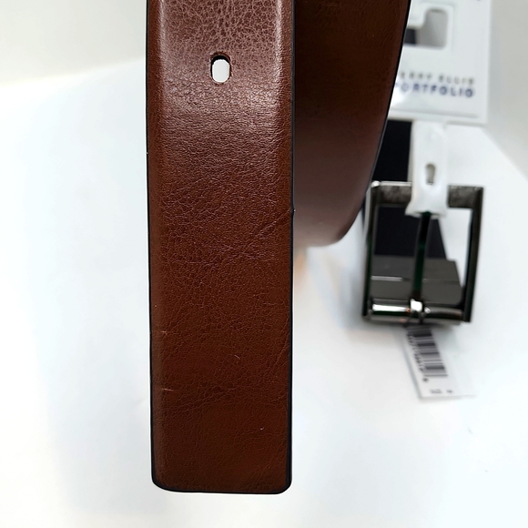 PERRY ELLIS POTFOLIO MEN'S REVERSIBLE BELT, BLACK & BROWN, SIZE 44 - Picture 7 of 8
